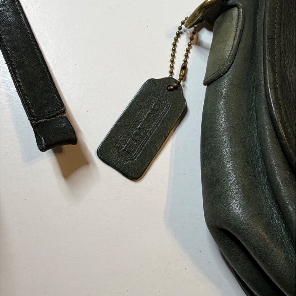 Vintage Coach City Bag 9790 Forest Green Leather Crossbody Turnlock AS IS - Picture 4 of 12